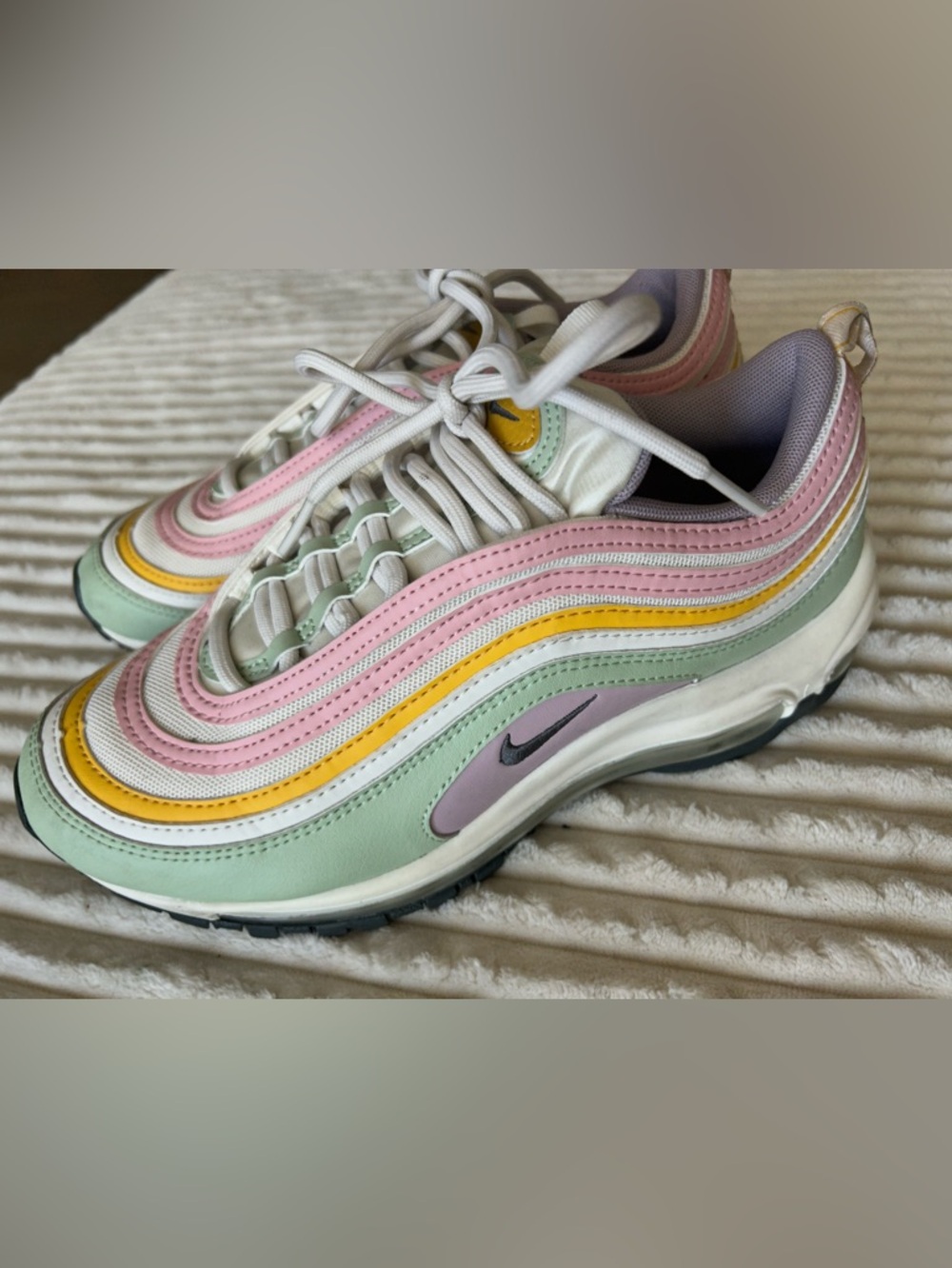 Nike Air Max 97 Pastel Green Pink Yellow Lavender Women’s Sneakers Sz 8 EUC